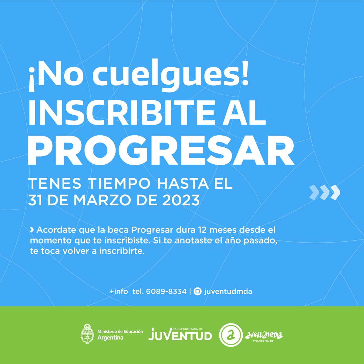 INSCRIBITE AL PROGRESAR ¡NO CUELGUES!