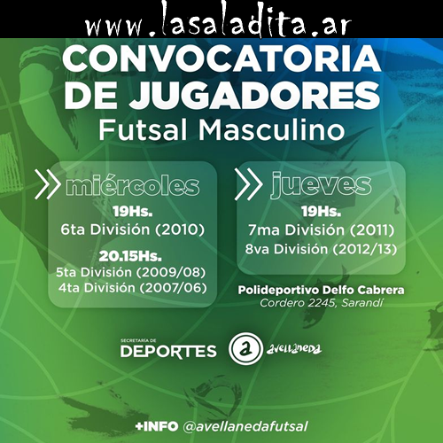 CONVOCATORIA DE JUGADORES DE FUTSAL MASCULINO