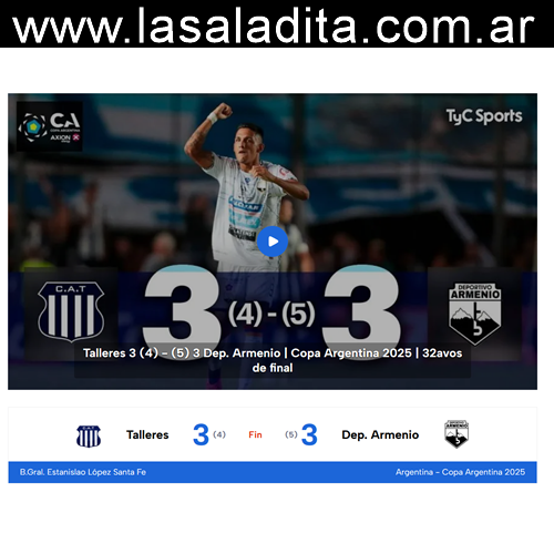 ¡Partido de locos y batacazo en Santa Fe! Deportivo Armenio eliminó a Talleres por penales