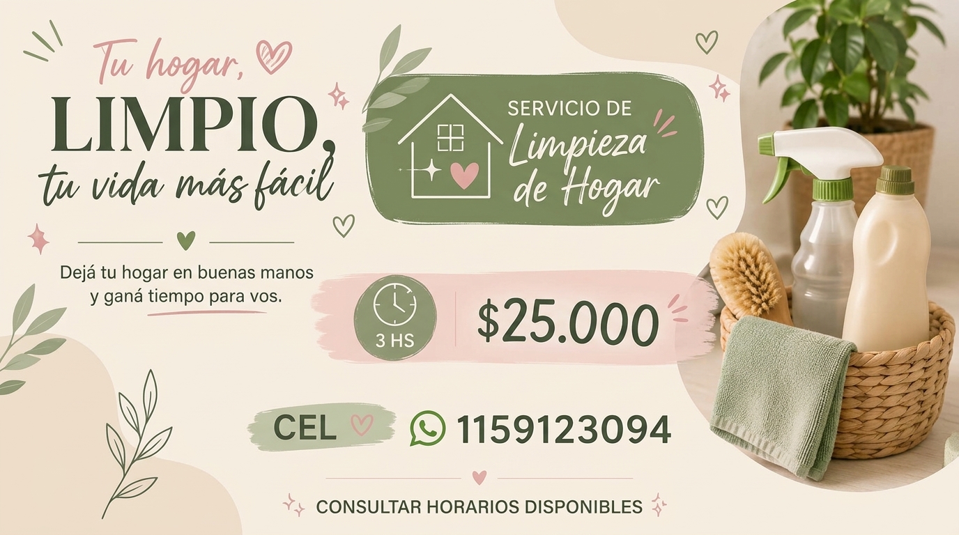 Servicio de Limpieza de Hogar en Avellaneda y Sarandí | 3 horas $25.000 Servicio de Limpieza de Hogar en Avellaneda y Sarandí | 3 horas $25.000
